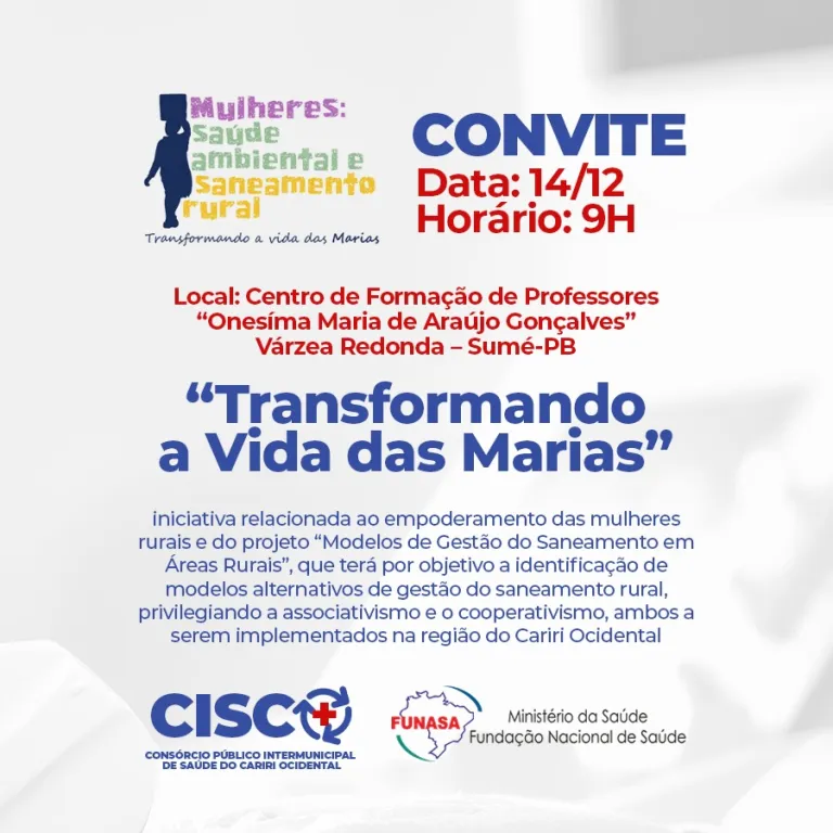 Sumé: Funasa lança projetos de saneamento e empoderamento das mulheres em áreas rurais no Cariri paraibano
